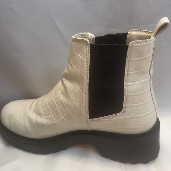 Steve Madden White Crocodile Reptile Chunky Boots Booties Women's Tyclone 8.5 - Picture 16 of 16